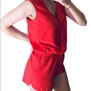Deep V Red Romper